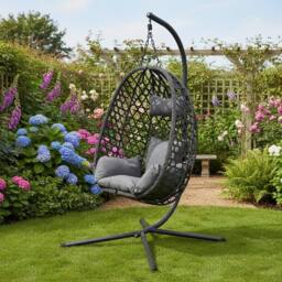 GAVENO CAVAILIA Swing Hanging Egg Chair Outdoor Garden & indoor in Charcoal - thumbnail 2