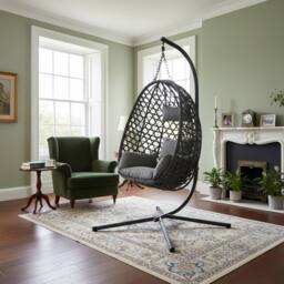 GAVENO CAVAILIA Swing Hanging Egg Chair Outdoor Garden & indoor in Charcoal
