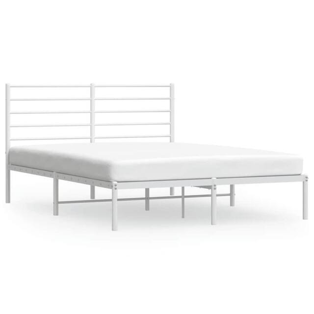 Berkfield Home Metal Bed Frame with Headboard White 120x200 cm - Size: Small Double - image 1