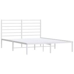 Berkfield Home Metal Bed Frame with Headboard White 120x200 cm - Size: Small Double - thumbnail 3