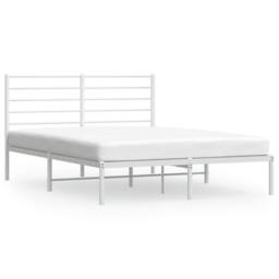 Berkfield Home Metal Bed Frame with Headboard White 120x200 cm - Size: Small Double - thumbnail 1