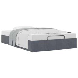 Berkfield Home Ottoman Bed Frame No Mattress Dark Grey Double Velvet - thumbnail 5