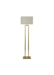 ValueLights Gloria Double Stem Metal Floor Lamp with Rectangular Lamp Shade & LED Bulb in Metallic Gold - thumbnail 3