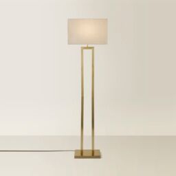 ValueLights Gloria Double Stem Metal Floor Lamp with Rectangular Lamp Shade & LED Bulb in Metallic Gold - thumbnail 6