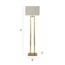 ValueLights Gloria Double Stem Metal Floor Lamp with Rectangular Lamp Shade & LED Bulb in Metallic Gold - thumbnail 9