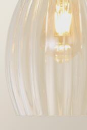 ValueLights Cheltenham Clear Ribbed Glass Dome Pendant Ceiling Light in Black - thumbnail 4