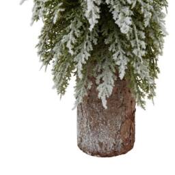Lemon Pavilion Furniture and Decor Small Snowy Fir Tree on Tall Wood Log - Plastic - Height 30 cm - Brown - thumbnail 2