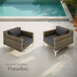 tectake Villanova Modular Rattan Set with Aluminum Frame, Set of 5, 2-Seater in Dark Grey - Size: 2 Seater - thumbnail 8