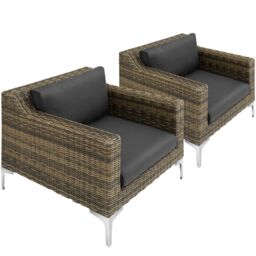 tectake Villanova Modular Rattan Set with Aluminum Frame, Set of 5, 2-Seater in Dark Grey - Size: 2 Seater - thumbnail 1