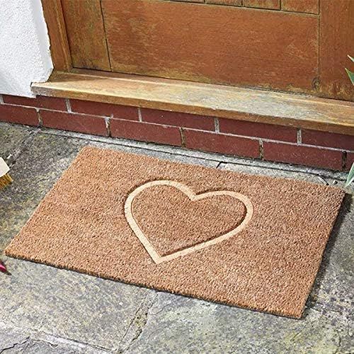 Marco Paul Non Slip Door Mat - Heart - Felt in Beige - Size: Medium - image 1