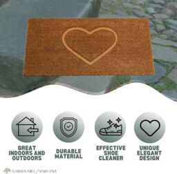 Marco Paul Non Slip Door Mat - Heart - Felt in Beige - Size: Medium - thumbnail 8