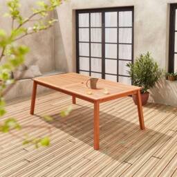 sweeek 10 To 12-seater Extendable Wooden Garden Table in Light Brown - thumbnail 1