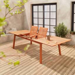 sweeek 10 To 12-seater Extendable Wooden Garden Table in Light Brown - thumbnail 3