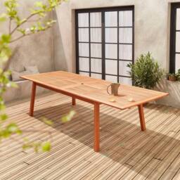 sweeek 10 To 12-seater Extendable Wooden Garden Table in Light Brown - thumbnail 2