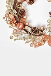 Homescapes Champagne Pinecone & Apple Christmas Wreath in Bronze - thumbnail 2