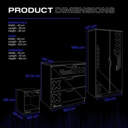 X Rocker Octane 3PC Bedroom Furniture Set for Kids - Bedside, Chest & Wardrobe in Blue - thumbnail 7