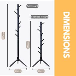 Pirlo Plush Wooden Adjustable Coat Stand With 8 Hooks in Black - thumbnail 6