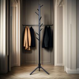 Pirlo Plush Wooden Adjustable Coat Stand With 8 Hooks in Black - thumbnail 4