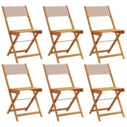 Berkfield Home Folding Garden Chairs 6 pcs Taupe Fabric & Solid Wood - thumbnail 2