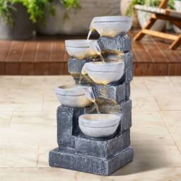EONLION Electric Floor Standing Statue Stone Cascade Fountain in Grey - Size: 100 cm - thumbnail 3
