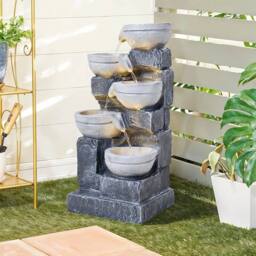 EONLION Electric Floor Standing Statue Stone Cascade Fountain in Grey - Size: 100 cm - thumbnail 4