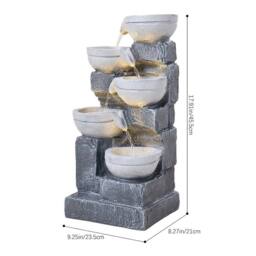 EONLION Electric Floor Standing Statue Stone Cascade Fountain in Grey - Size: 100 cm - thumbnail 2