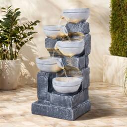 EONLION Electric Floor Standing Statue Stone Cascade Fountain in Grey - Size: 100 cm - thumbnail 1