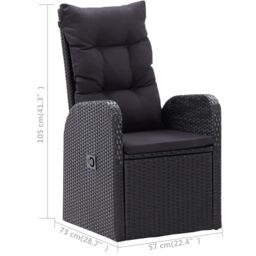 Berkfield Home 5 Piece Garden Dining Set with Cushions Black Poly Rattan - thumbnail 7