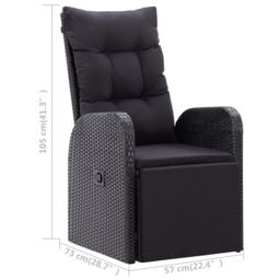 Berkfield Home 5 Piece Garden Dining Set with Cushions Black Poly Rattan - thumbnail 8