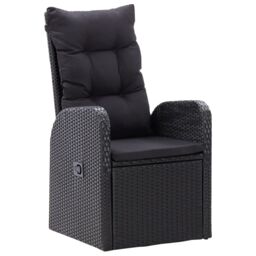 Berkfield Home 5 Piece Garden Dining Set with Cushions Black Poly Rattan - thumbnail 2