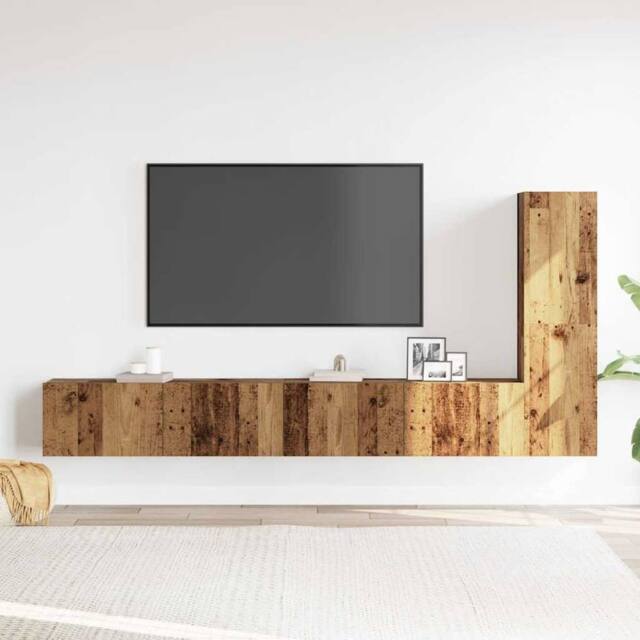 Berkfield Home Classic 3 Piece TV Cabinet Set Wall-mounted Old Wood Engineered Wood - image 1
