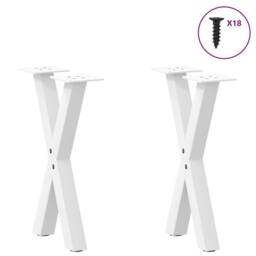 Berkfield Home Coffee Table Legs X-Shaped 2 pcs White 28x(42-43) cm Steel - thumbnail 3
