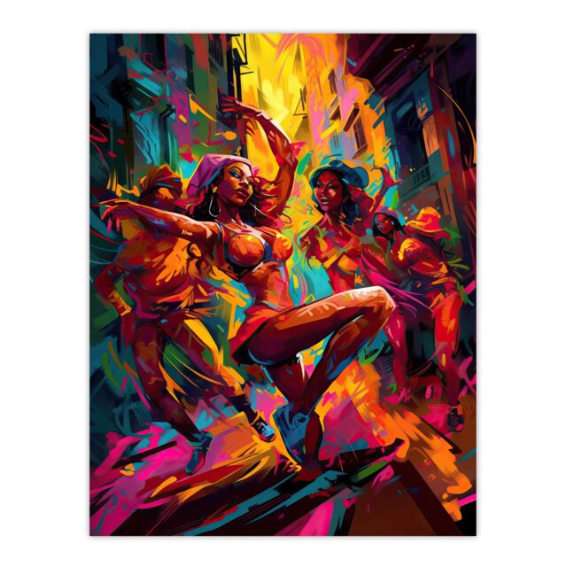 Artery8 Wall Art Print Reggaeton Modern Urban Street Dance Reggae Music Latin American Dance Hall Painting Rhythm Body Energy Theatre Arts Artwork - image 1