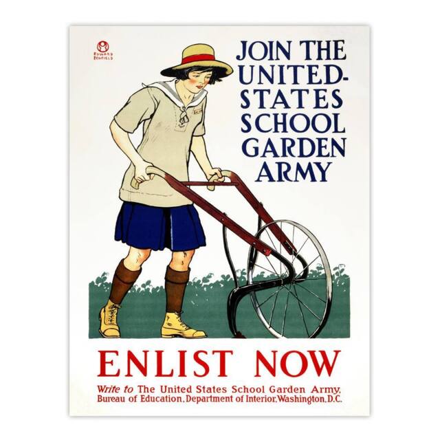 "Artery8 United States School Garden Army Vintage Wall Art Print Penfield in White - Size: W24"" x H32""" - image 1