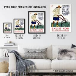 "Artery8 United States School Garden Army Vintage Wall Art Print Penfield in White - Size: W24"" x H32""" - thumbnail 3