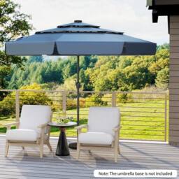 Costway 295 cm Solar Patio Umbrella w/ 3-Tier Vented Top & 32 LED Lights in Navy - thumbnail 3