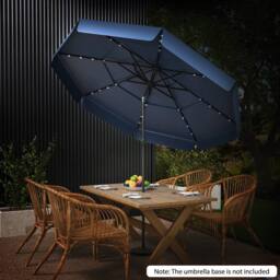 Costway 295 cm Solar Patio Umbrella w/ 3-Tier Vented Top & 32 LED Lights in Navy - thumbnail 9