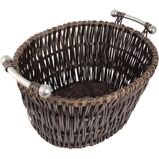JVL Oblong Willow Basket with Silver Handle 55 x 44cm - Size: 55 x 44 cm - image 1