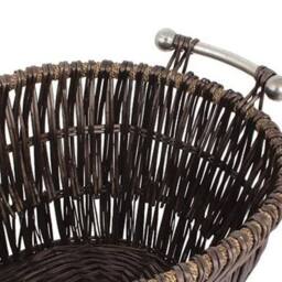 JVL Oblong Willow Basket with Silver Handle 55 x 44cm - Size: 55 x 44 cm - thumbnail 2