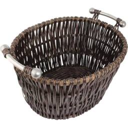 JVL Oblong Willow Basket with Silver Handle 55 x 44cm - Size: 55 x 44 cm - thumbnail 1