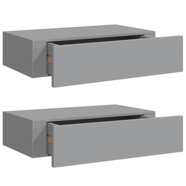 Berkfield Home Wall-mounted Drawer Shelves 2 pcs Grey 40x23.5x10cm MDF - Size: 40x23.5x10 cm - image 1