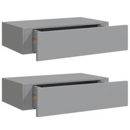 Berkfield Home Wall-mounted Drawer Shelves 2 pcs Grey 40x23.5x10cm MDF - Size: 40x23.5x10 cm - thumbnail 1