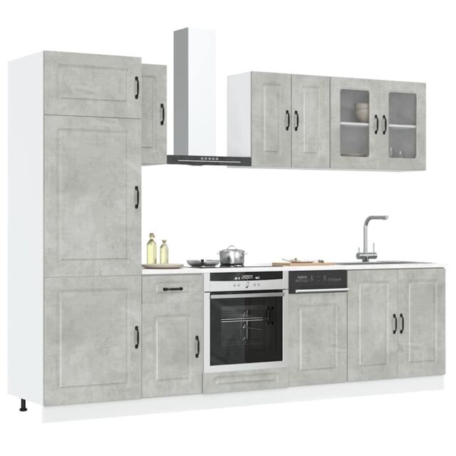 Berkfield Home 8 Piece Kitchen Cabinet Set Kalmar Concrete Grey Engineered Wood - image 1
