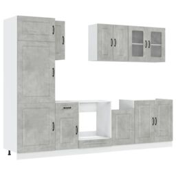Berkfield Home 8 Piece Kitchen Cabinet Set Kalmar Concrete Grey Engineered Wood - thumbnail 2