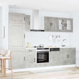 Berkfield Home 8 Piece Kitchen Cabinet Set Kalmar Concrete Grey Engineered Wood - thumbnail 3