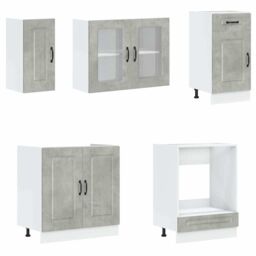 Berkfield Home 8 Piece Kitchen Cabinet Set Kalmar Concrete Grey Engineered Wood - thumbnail 4