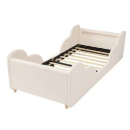 Matteo Toddler Bed 3ft Single, Bouclé, LED, Safety Rails, Beige - Size: Single - thumbnail 9