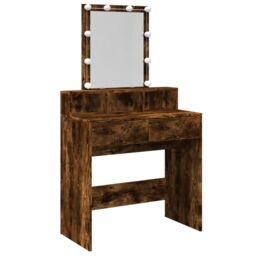 Berkfield Home Dressing Table with LED Smoked Oak 80x41x144.5 cm in Brown - thumbnail 2