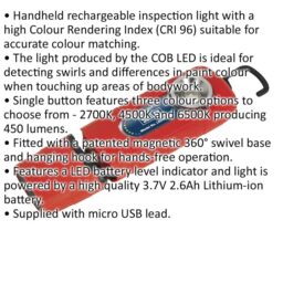Loops 360Ã‚ ° Swivel Inspection Light - 24 SMD & 3W SMD LED - Rechargeable - CRI 96 - Red - thumbnail 2