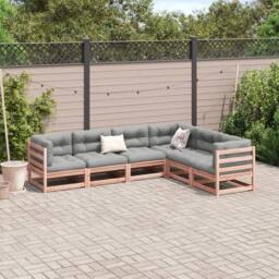 Berkfield Home 6 Piece Garden Sofa Set Solid Wood Douglas Fir in Brown - thumbnail 3